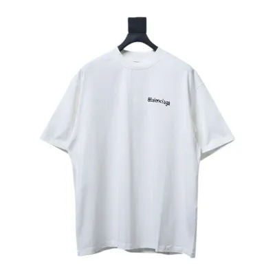 Balenciaga Logo Print Cotton Jersey T-Shirt White 01