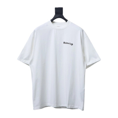 Balenciaga Logo Print Cotton Jersey T-Shirt White 01