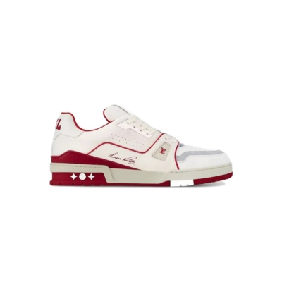 Coco Shoes Louis Vuitton Trainer Leather White Red 1ABFBI   02