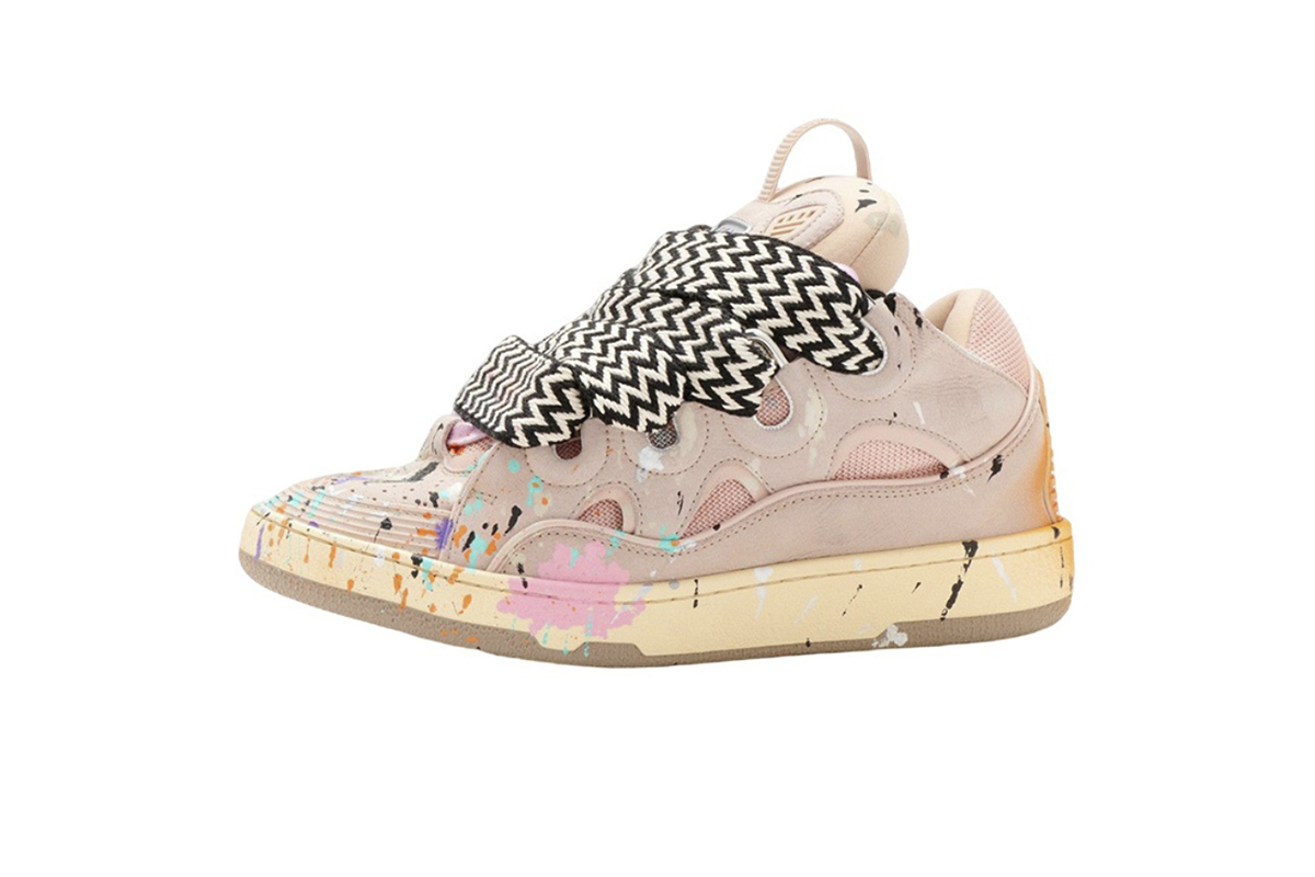 Lanvin Leather Curb x Gallery Dept Sneakers Paint Drip Pale Pink