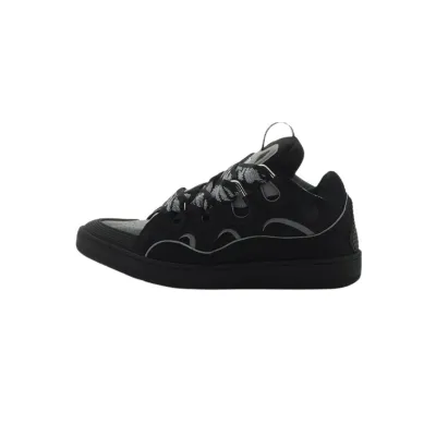 Lanvin Leather Curb Sneaker Black Grey 01