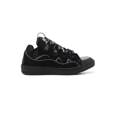 Lanvin Leather Curb Sneaker Black Grey 02