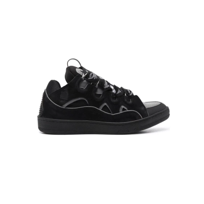 Lanvin Leather Curb Sneaker Black Grey 02