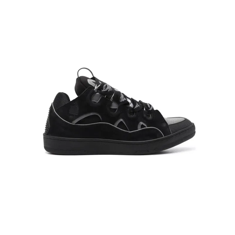 Lanvin Leather Curb Sneaker Black Grey