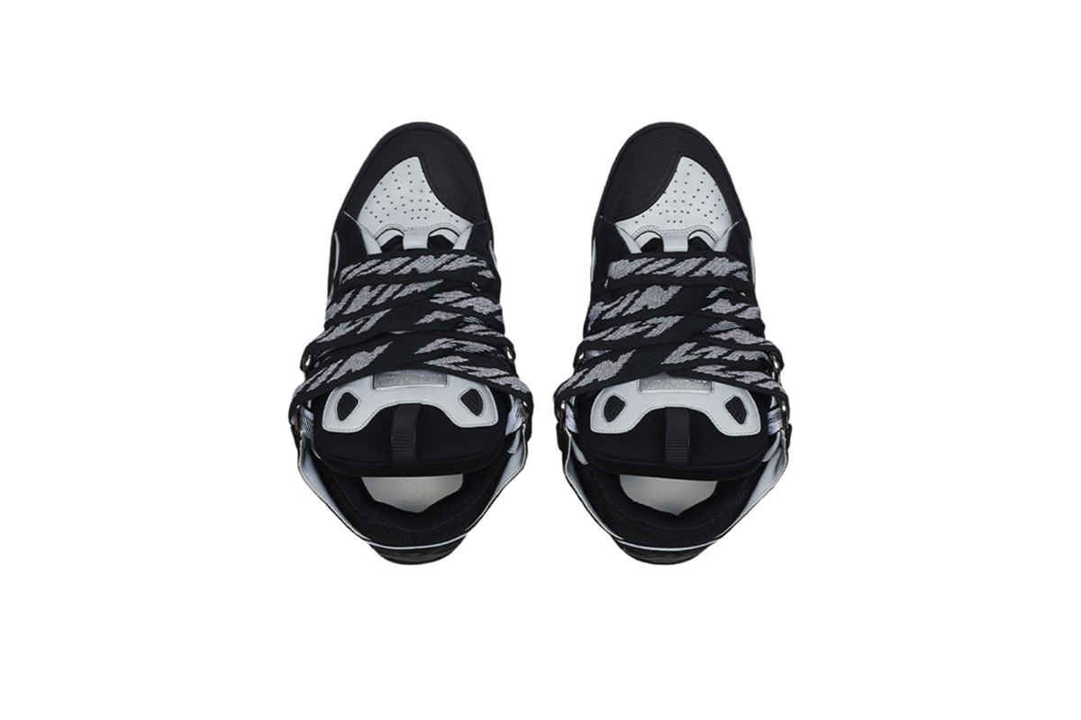 Lanvin Leather Curb Sneaker Black Grey