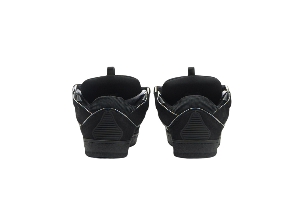 Lanvin Leather Curb Sneaker Black Grey