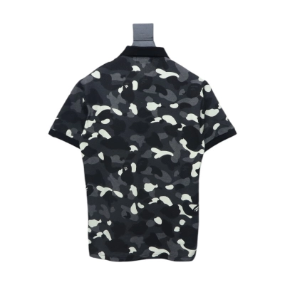 Coco Shoes Bape Black Black And White Camouflage Short Sleeve Black 02