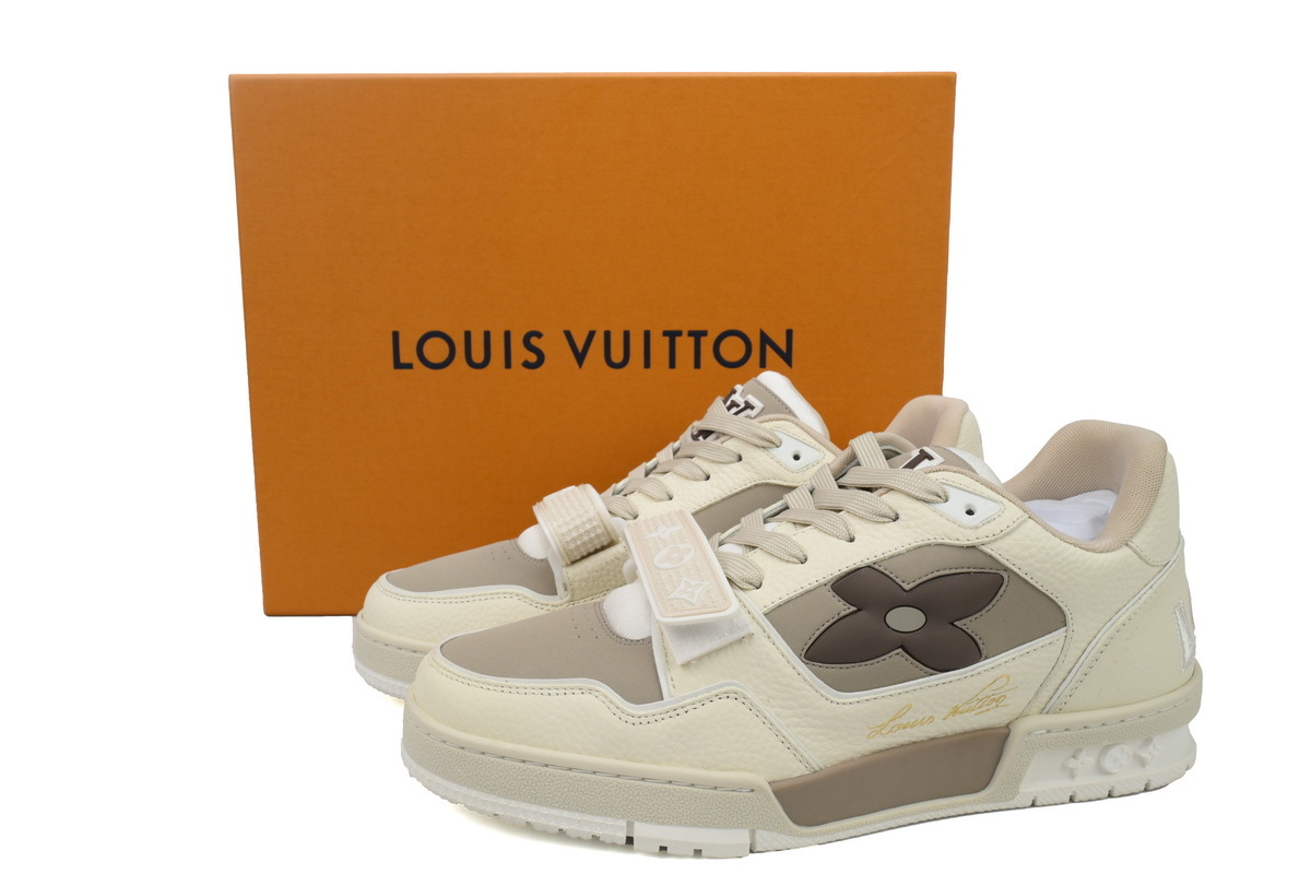 Coco Shoes Louis Vuitton Trainer Monogram Flower Beige