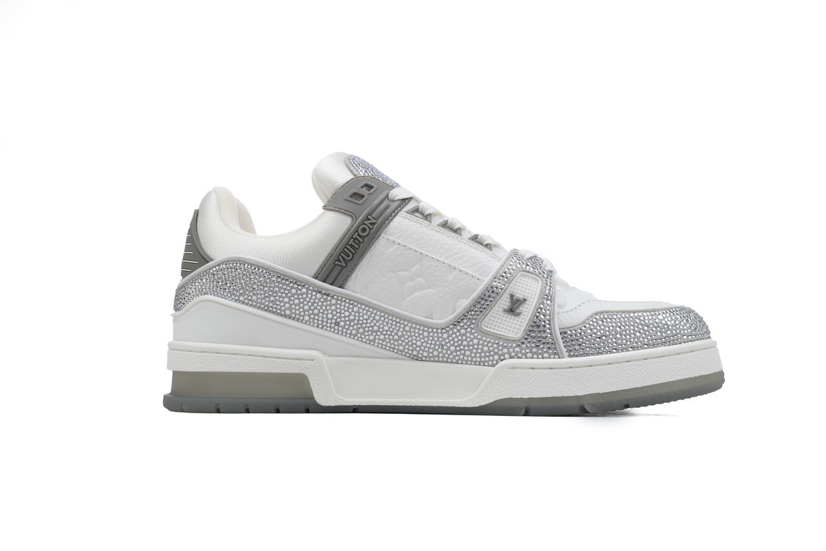 Coco Shoes Louis Vuitton Trainer Grey White Swarovski
