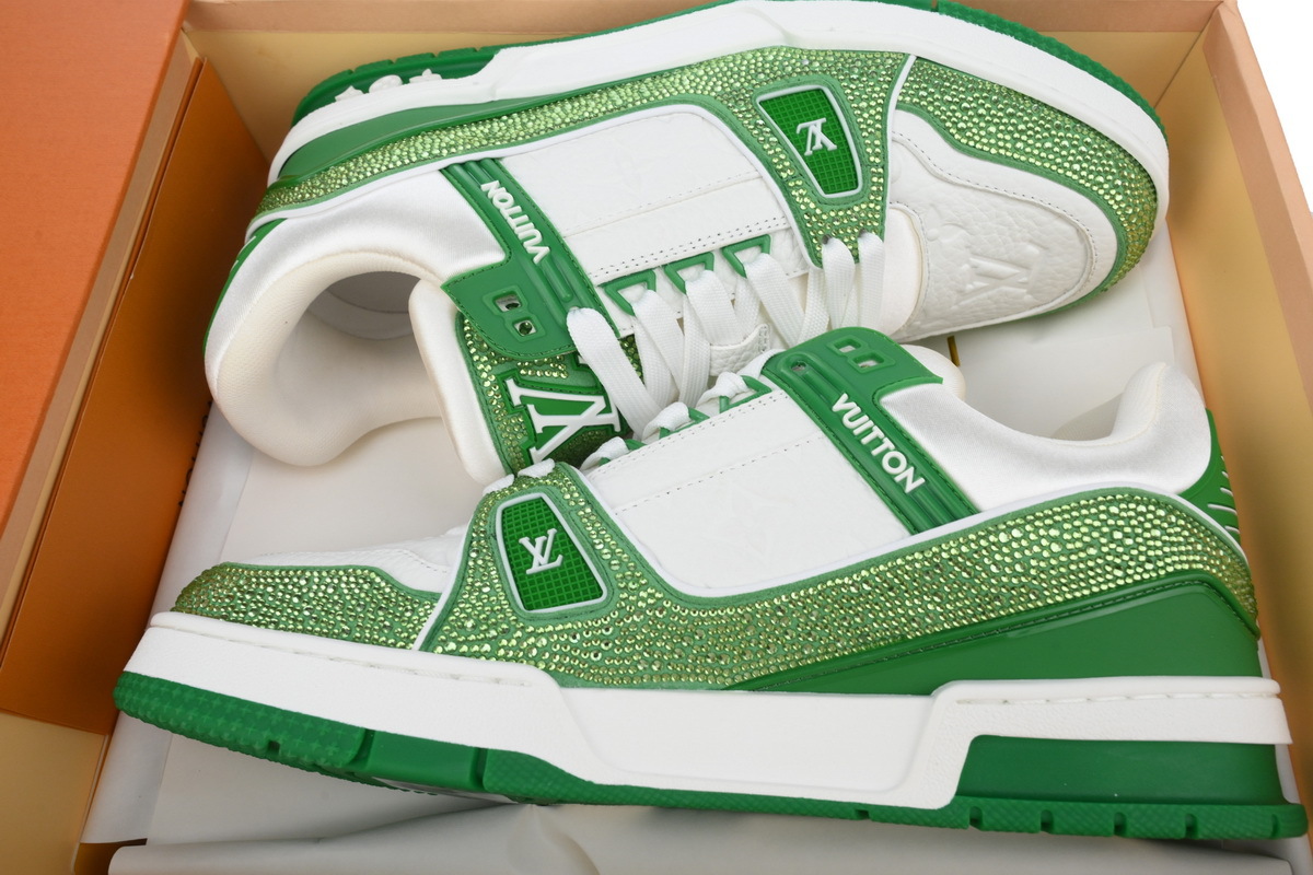Coco Shoes Louis Vuitton Trainer Green White Swarovski