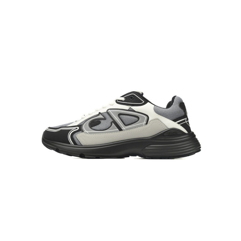 Dior B30  Lace-Up Sneakers Black Grey Silver Mesh 3SN279ZRA_H868