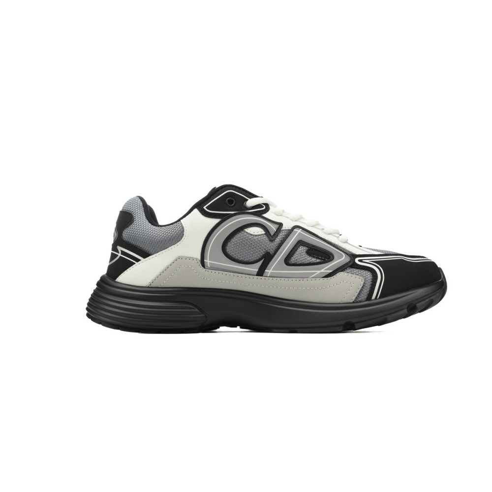 Dior B30  Lace-Up Sneakers Black Grey Silver Mesh 3SN279ZRA_H868