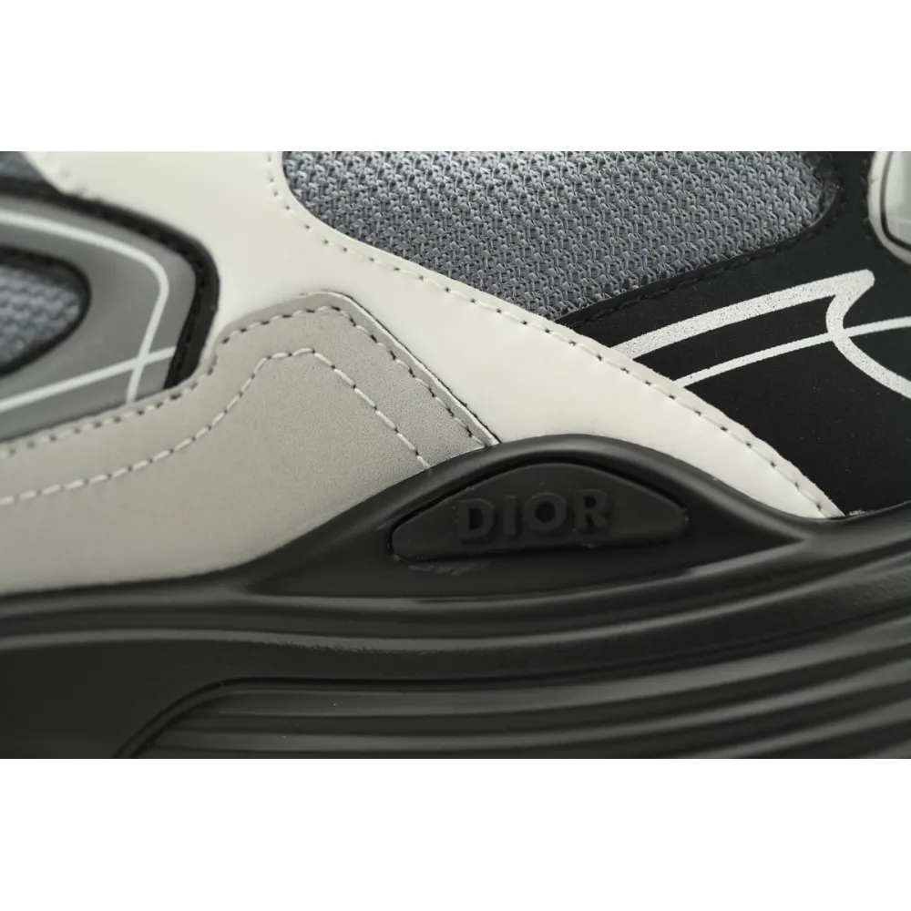 Dior B30  Lace-Up Sneakers Black Grey Silver Mesh 3SN279ZRA_H868