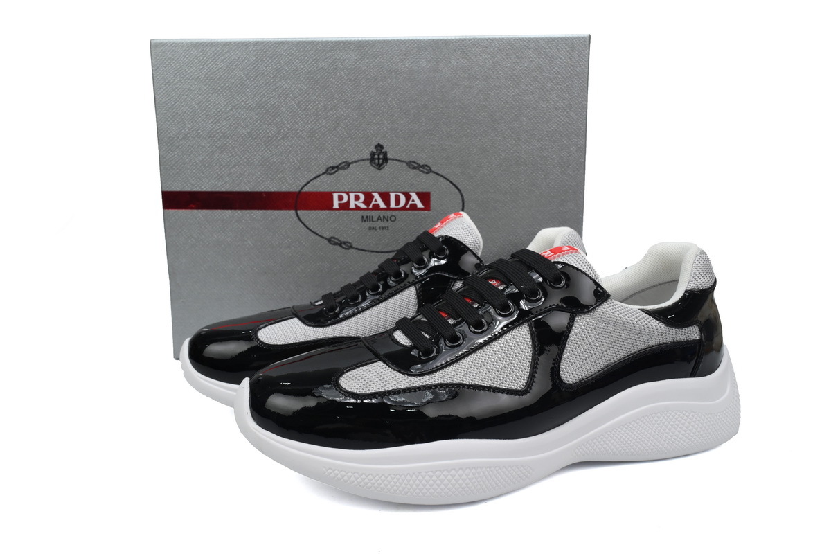 Prada Sneakers Black Gray With Black Shoelaces