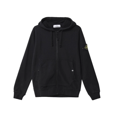 Coco Shoes Stone Island Brushed Cotton Fleece Zip Hoodie Black 791561620-V0029  01