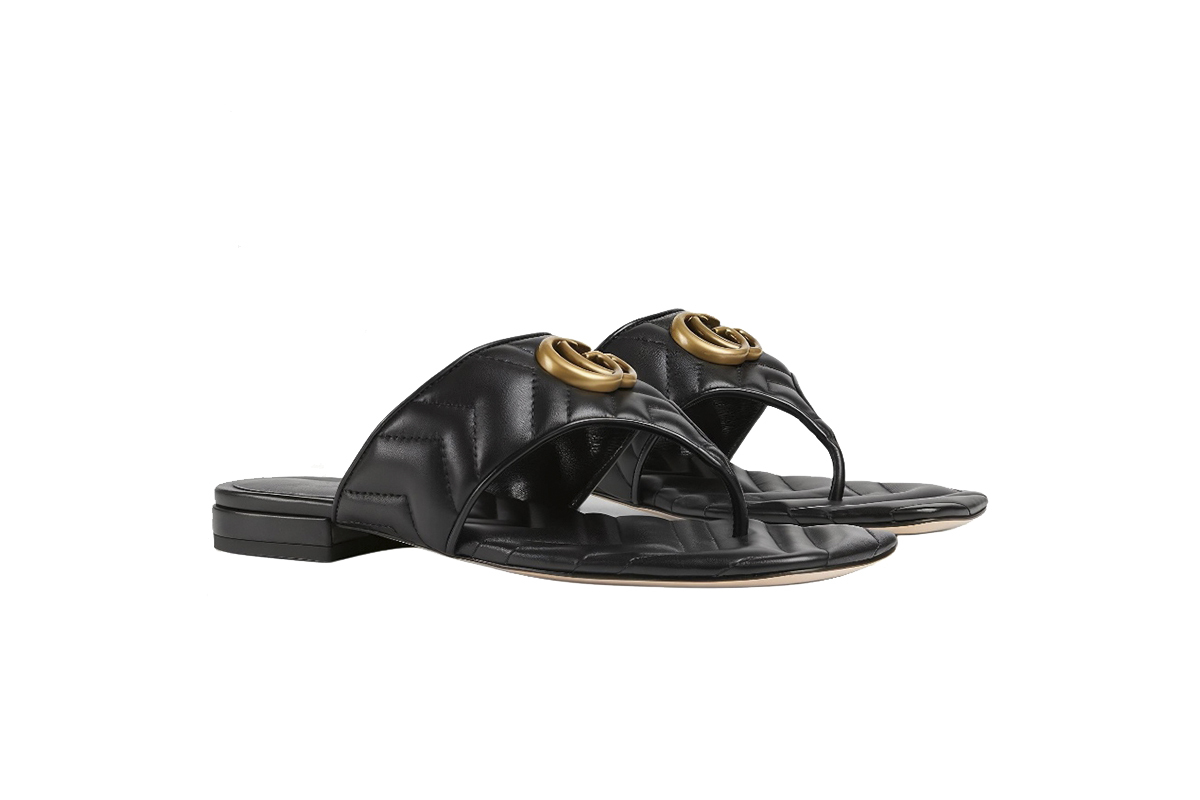 Gucci Double G Thong Sandal Black 776948 BKO60 1000