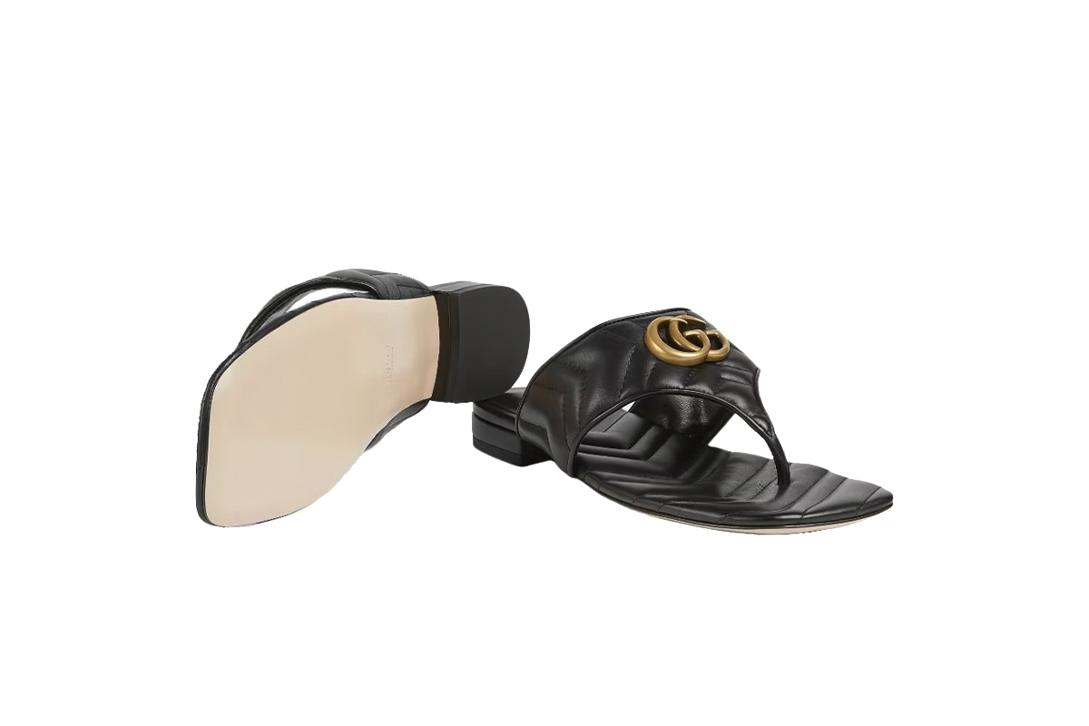 Gucci Double G Thong Sandal Black 776948 BKO60 1000