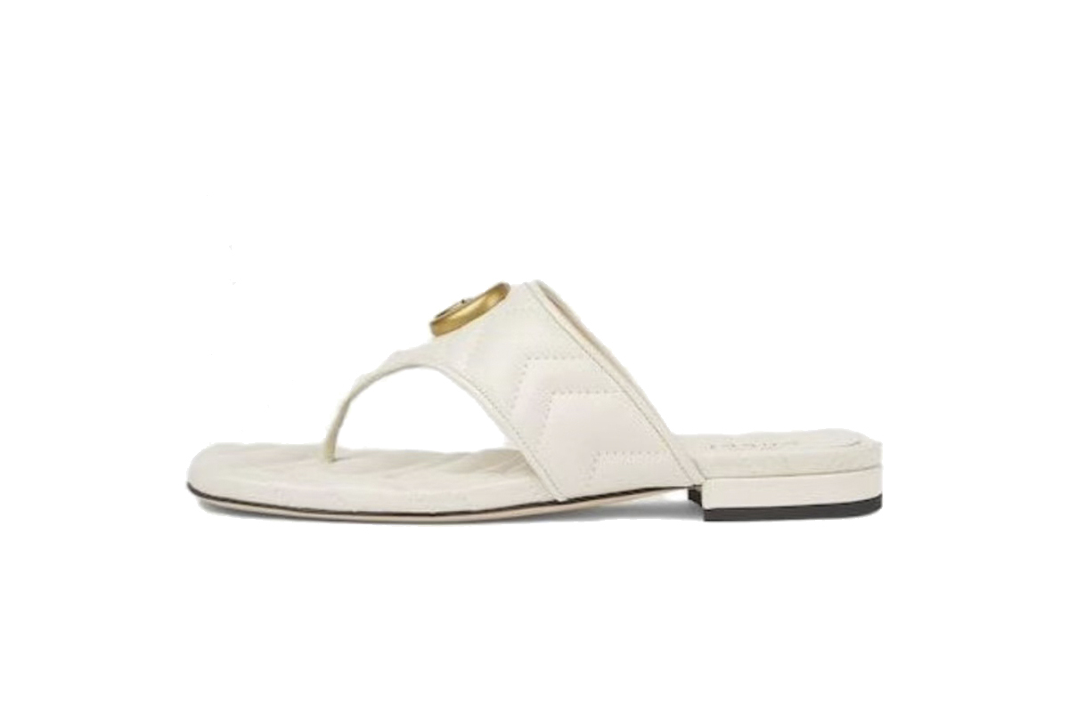 Gucci Double G Thong Sandal White 776948 BKO60 9049