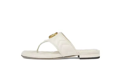 Gucci Double G Thong Sandal White 776948 BKO60 9049 01