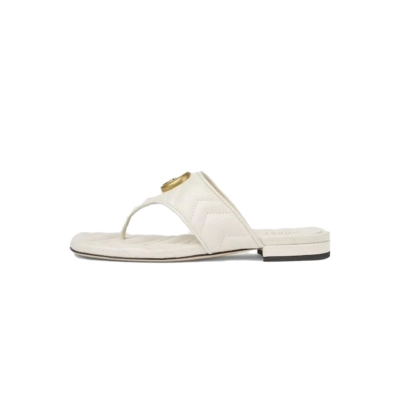 Coco Shoes Gucci Double G Thong Sandal White 776948 BKO60 9049 01