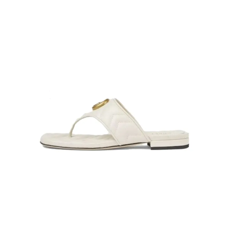 Gucci Double G Thong Sandal White 776948 BKO60 9049