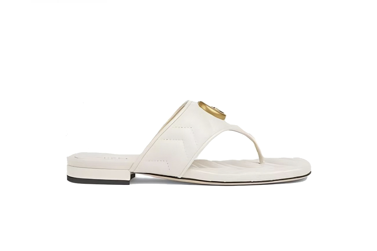 Gucci Double G Thong Sandal White 776948 BKO60 9049