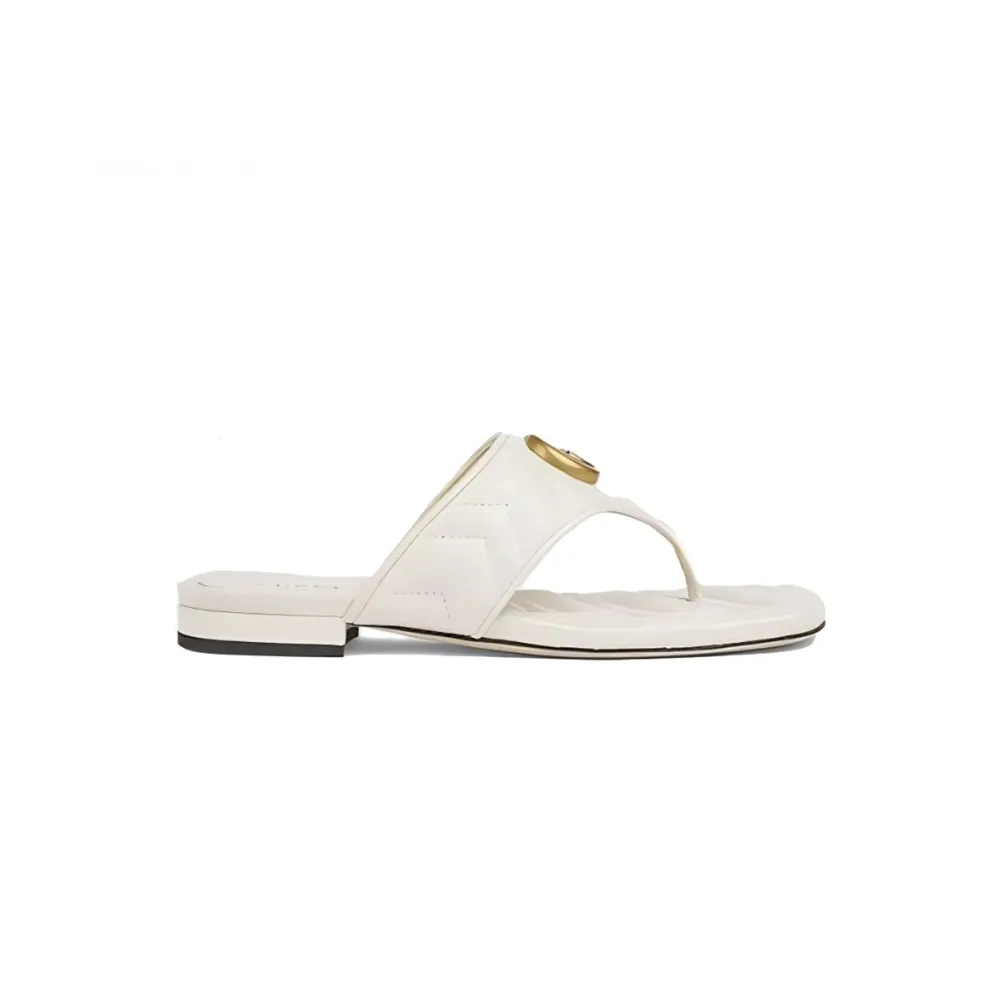 Gucci Double G Thong Sandal White 776948 BKO60 9049