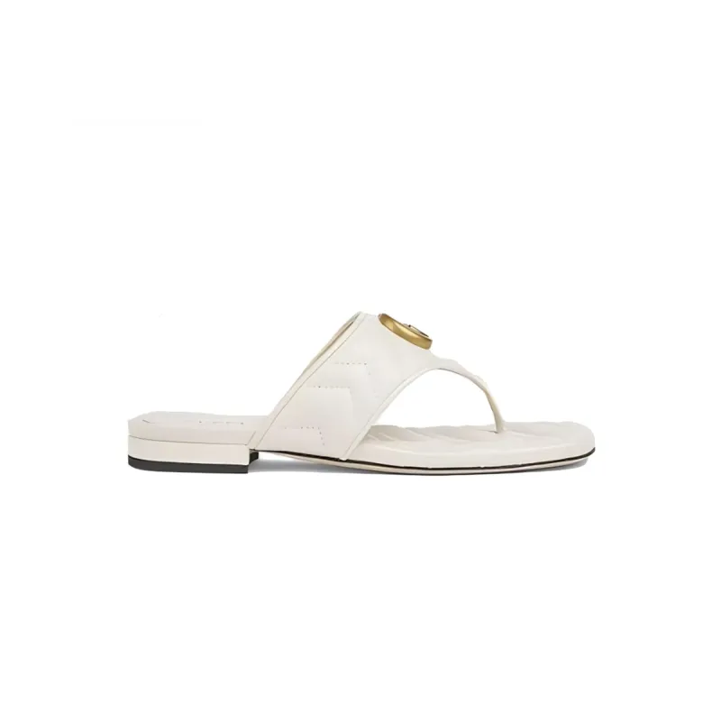 Gucci Double G Thong Sandal White 776948 BKO60 9049