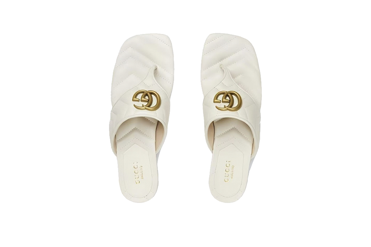 Gucci Double G Thong Sandal White 776948 BKO60 9049