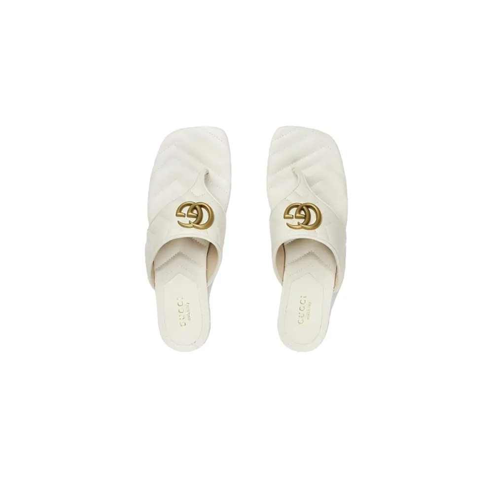 Gucci Double G Thong Sandal White 776948 BKO60 9049