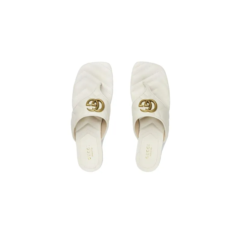 Gucci Double G Thong Sandal White 776948 BKO60 9049