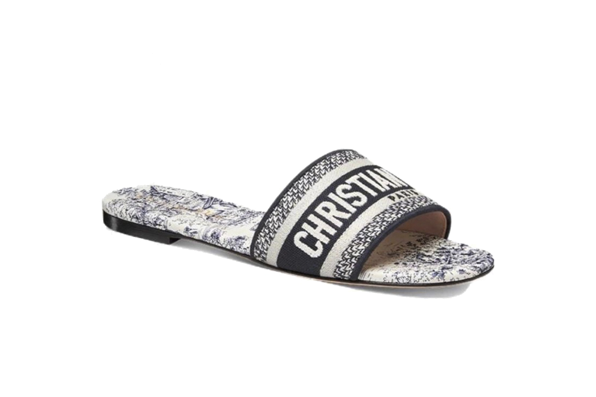 Coco Shoes Dior Dway Slide cloth sandal Deep Blue KCQ209TSZ_S68B