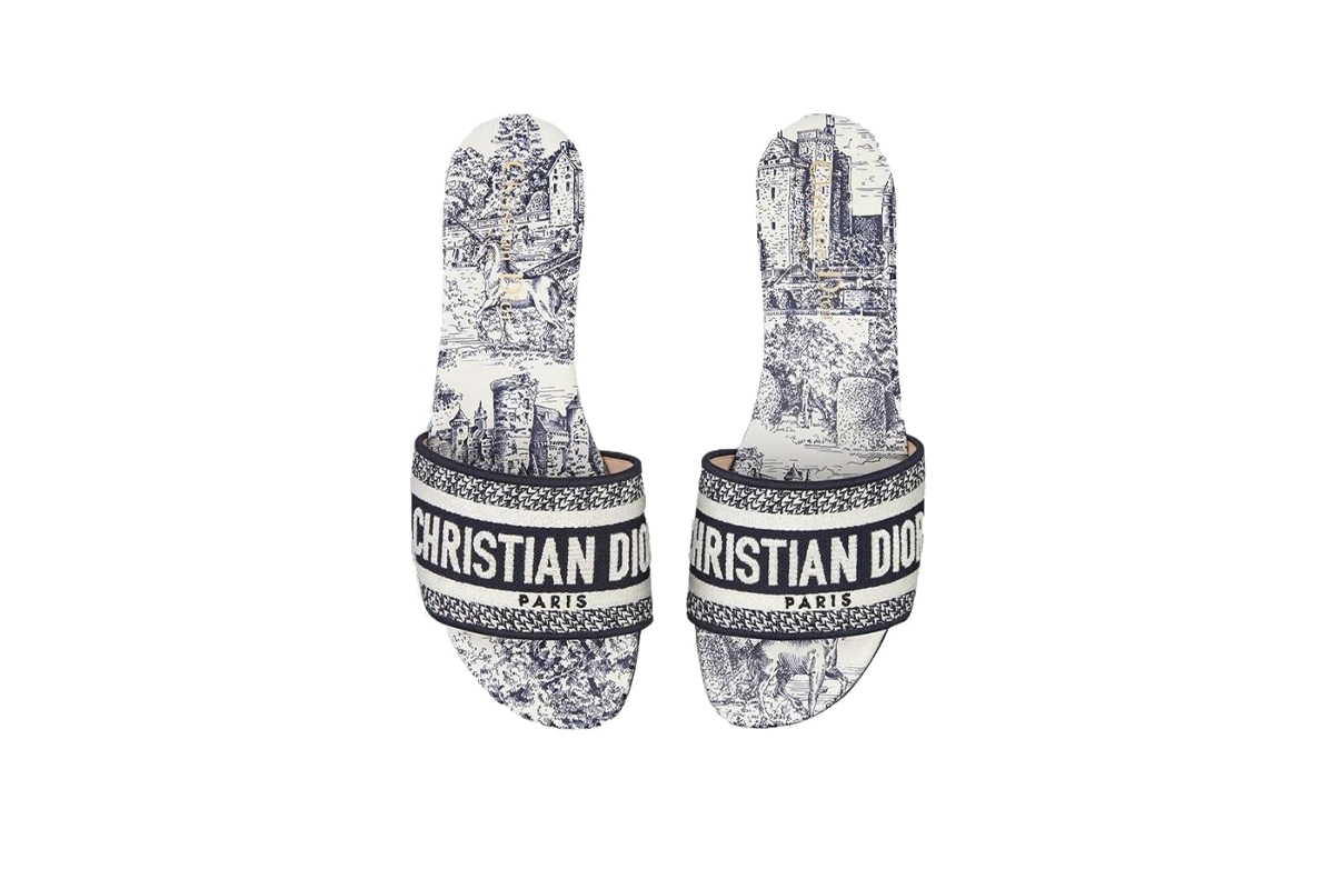 Coco Shoes Dior Dway Slide cloth sandal Deep Blue KCQ209TSZ_S68B