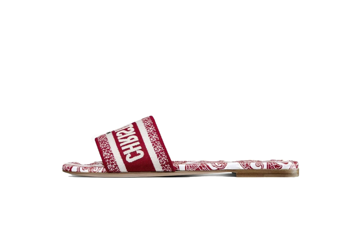 Coco Shoes Dior Dway Slide cloth sandal Red KCQ209DME_S79W