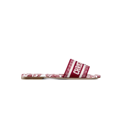 Coco Shoes Dior Dway Slide cloth sandal Red KCQ209DME_S79W 02