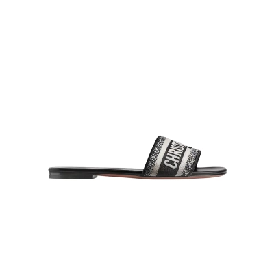 Coco Shoes Dior Dway Slide Black Embroidered Cotton KCQ166ERC_S11X 02
