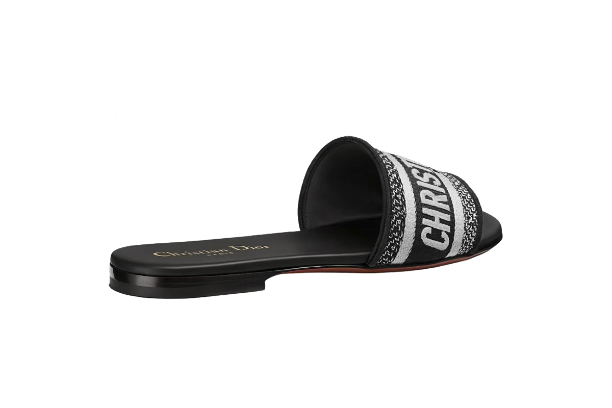 Coco Shoes Dior Dway Slide Black Embroidered Cotton KCQ166ERC_S11X