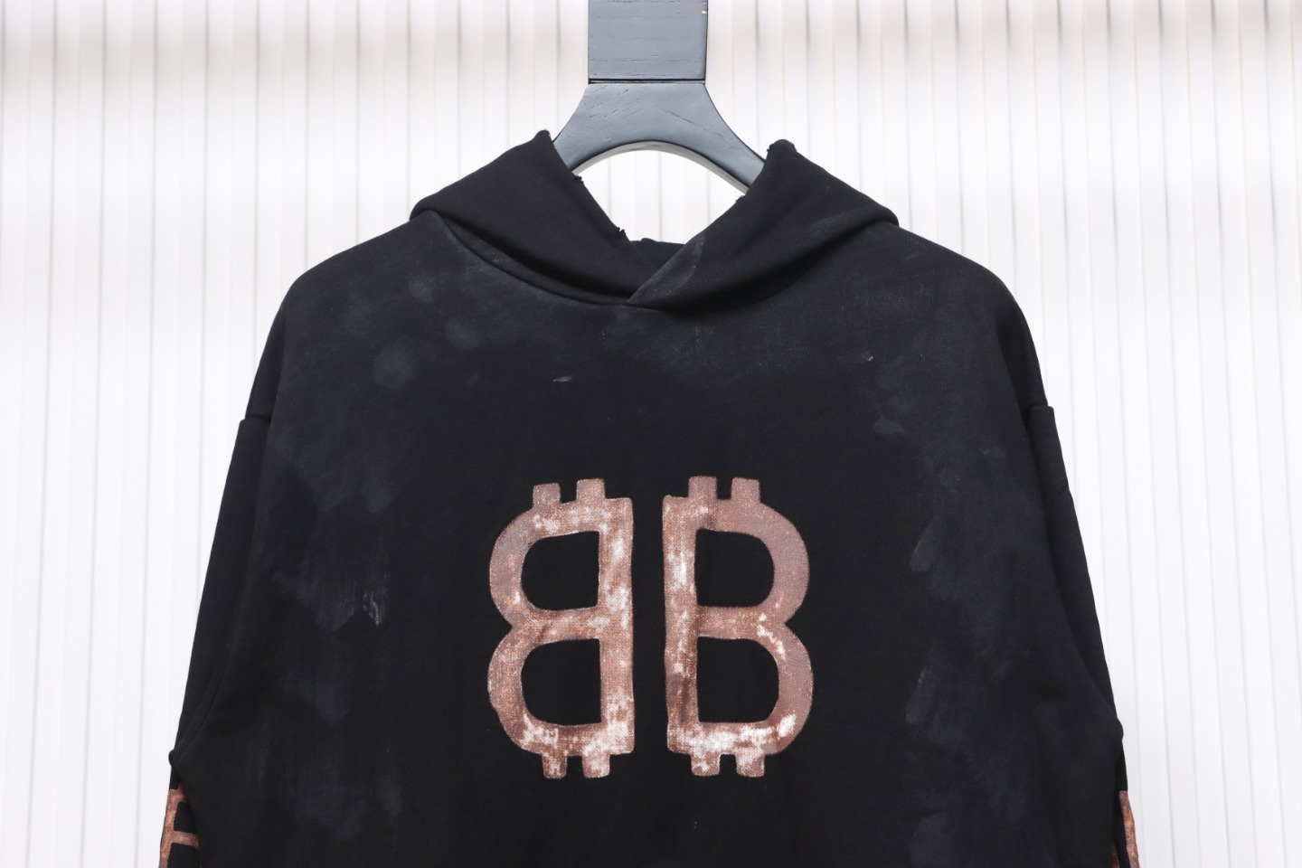 Balenciaga BB Logo Sprayed Effect Hoodie Black