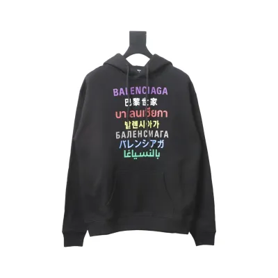 Balenciaga Languages Hoodie Black Multi 01