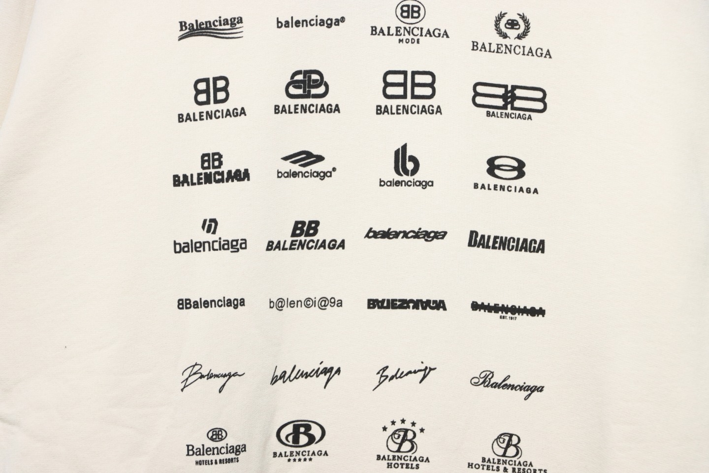 Balenciaga Logo Printed Hoodie Beige Cotton