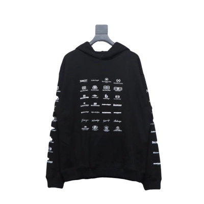 Coco Shoes Balenciaga Logo Printed Hoodie Black Cotton 01