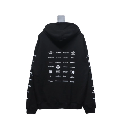 Coco Shoes Balenciaga Logo Printed Hoodie Black Cotton 02