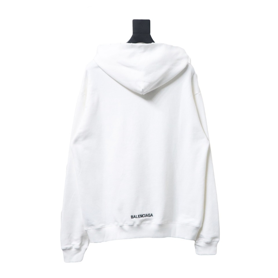 Balenciaga Heart Embroidered Hoodie White 