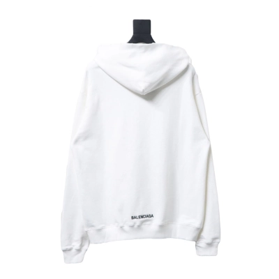 Balenciaga Heart Embroidered Hoodie White  02