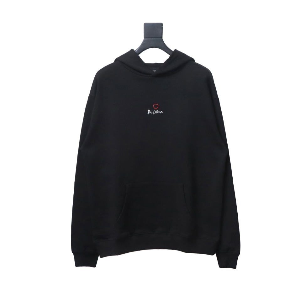 Balenciaga Heart Embroidered Hoodie Black