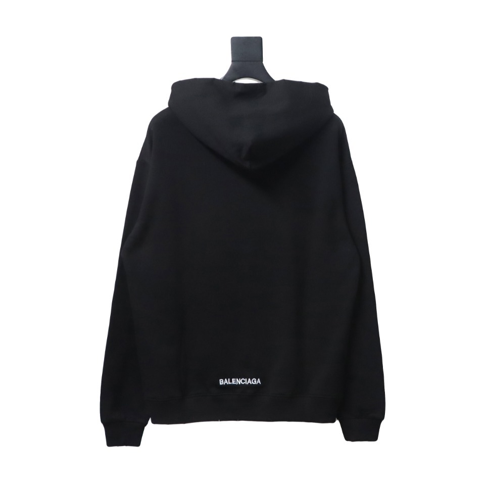 Balenciaga Heart Embroidered Hoodie Black