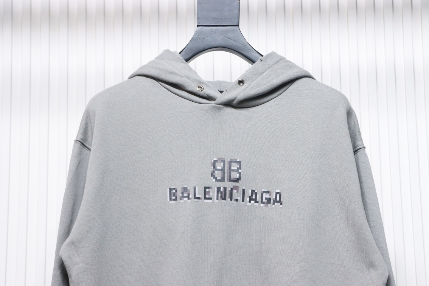 Balenciaga BB Pixel Print Hoodie Grey 
