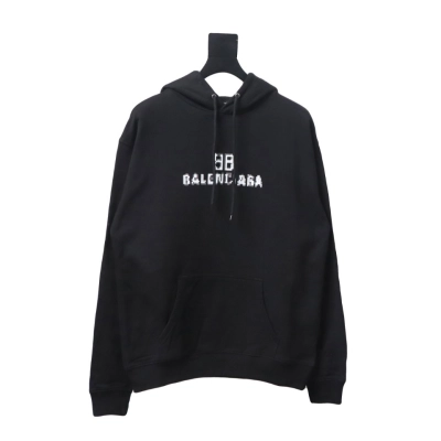 Balenciaga BB Pixel Print Hoodie Black 01