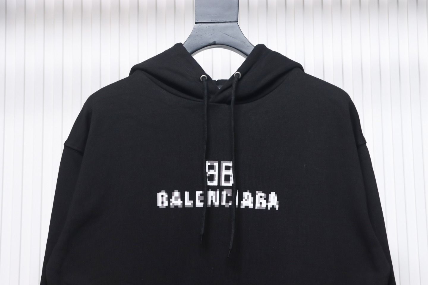 Balenciaga BB Pixel Print Hoodie Black