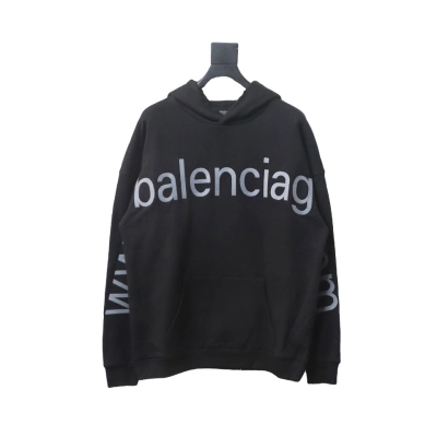 Coco Shoes Balenciaga Hoodie With Double Arm Logo On Chest Black 01